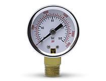 Hydraulic proportional valves - Hydraulic proportional valve accessories - Hydraulic pressure breaker - Manometer plate 40 mm standing (thread 1/4 from below) 160 bar