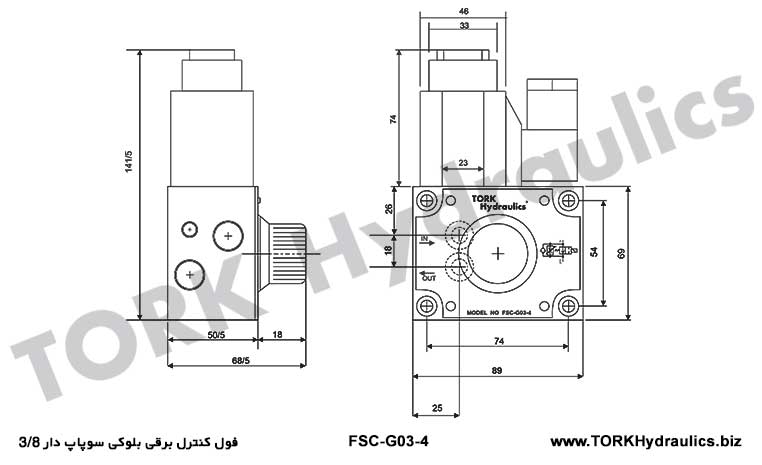 مدار فول کنترل برقی بلوکی سوپاپ دار 3/8 , فول کنترل ترک هیدرولیک سوپاپ دار 3/8