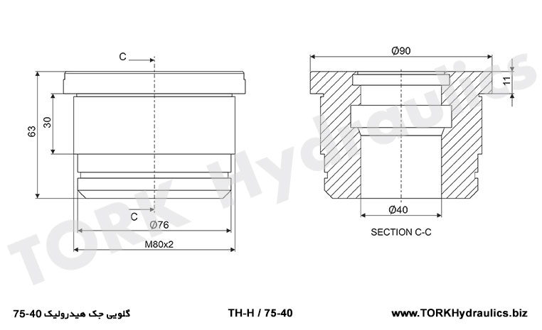 گلویی جک هیدرولیک 40-75, Throat hydraulic jack 40-75