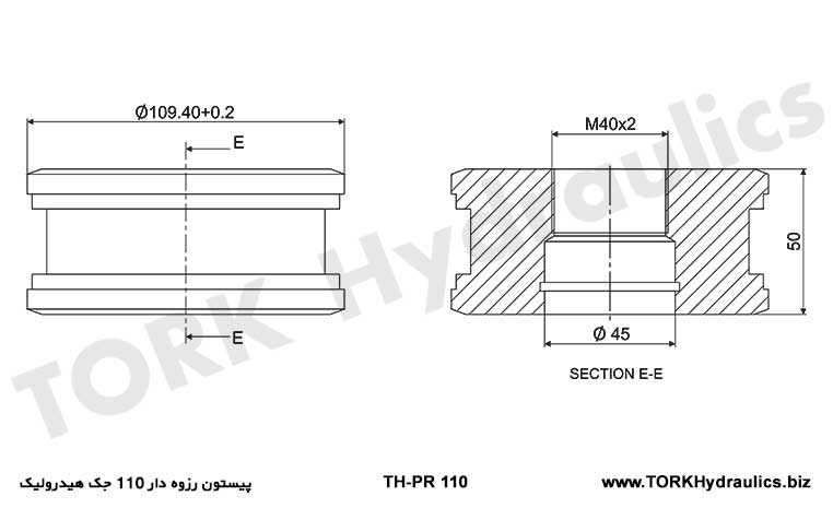 پیستون رزوه دار 110 جک هیدرولیک, پیستون جک هیدرولیک رزوه دار سایز 110