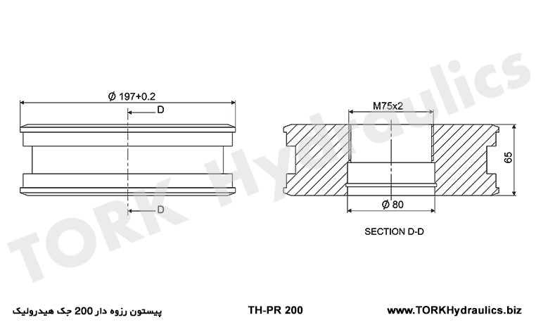 نقشه پیستون جک هیدرولیک 200 رزوه دار , 200 dişli hidrolik kriko piston haritası