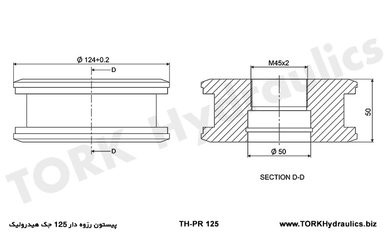 نقشه پیستون رزوه دار 125 جک هیدرولیک, Dişli piston çizimi 125 hidrolik kriko