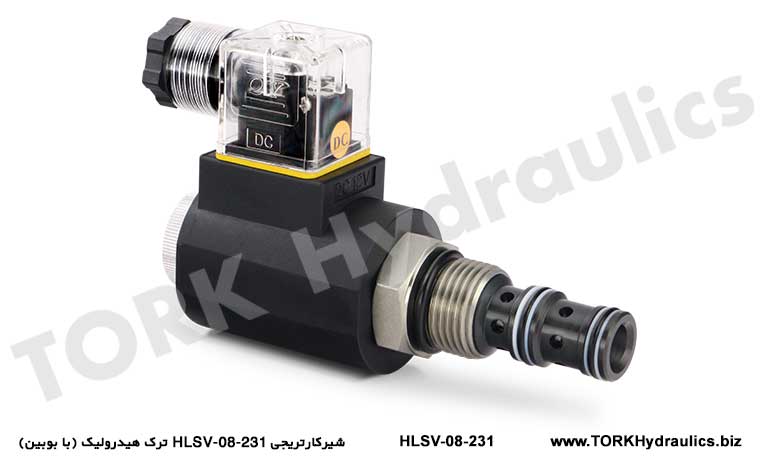شیرکارتریجی HLSV-08-231 ترک هیدرولیک (با بوبین), Hydraulic crack cartridge valve HLSV-08-231 (with bobbin)