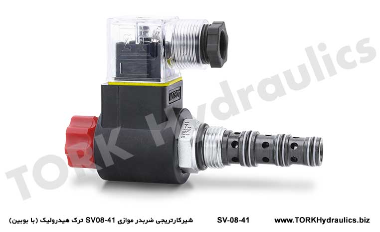 شیرکارتریجی ضربدر موازی SV08-41 ترک هیدرولیک (با بوبین), Tork Hydraulics parallel cross cartridge valve SV08-41 (with coil)# Tork Hydraulics Parallel-Kreuzventil SV08-41 (mit Spule)