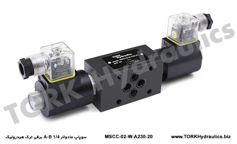 سوپاپ مادولار 1/4 A-B برقی ترک هیدرولیک, MSCC-02-W-A230-20 NG6 SOLENOİD MODÜLER ÇEKVALF