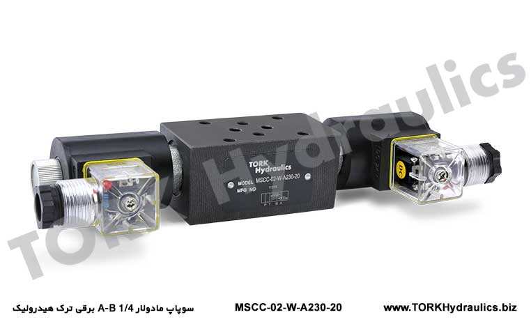 سوپاپ مادولار 1/4 A-B برقی ترک هیدرولیک, MSCC-02-W-A230-20 NG6 SOLENOİD MODÜLER ÇEKVALF